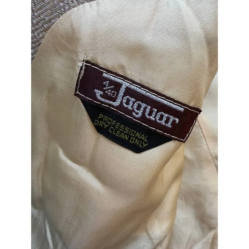 Vintage Jaguar Men's Blazer Jacket Sport Coat Stadium Size 42 Beige Wool